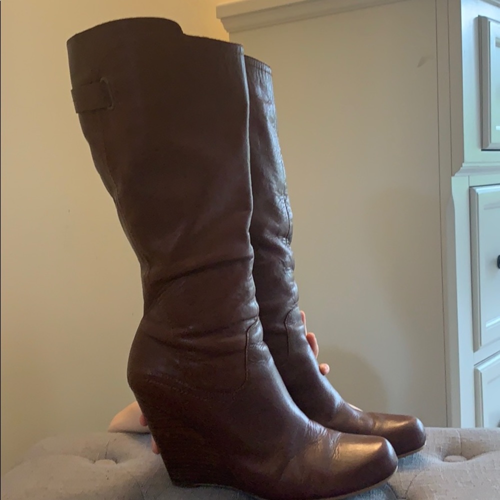 GUESS knee-high wedge boots